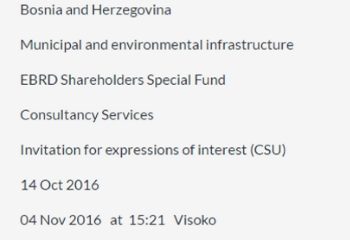 EBRD tender Visoko vodovod