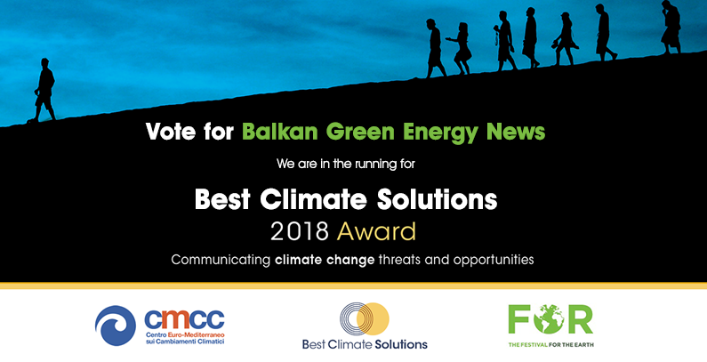 Glasajte za Balkan Green Energy News, jedinog kandidata iz JIE za nagradu Best Climate Solutions 2018 Award!
