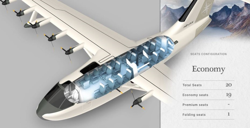 električni putnički hidroavion sa 19 sedišta