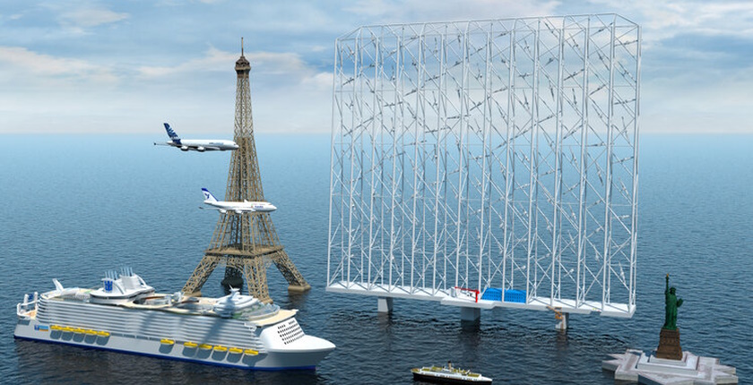 Hvatač vetra plutajuća platforma sa velikim brojem vetroturbina