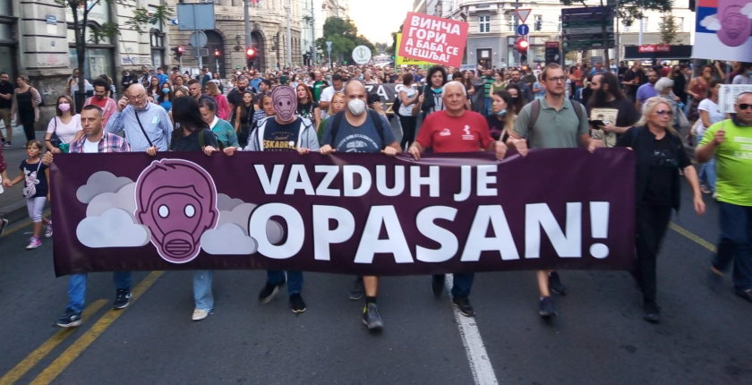 People versus poisoners thousands Belgrade protest clean air