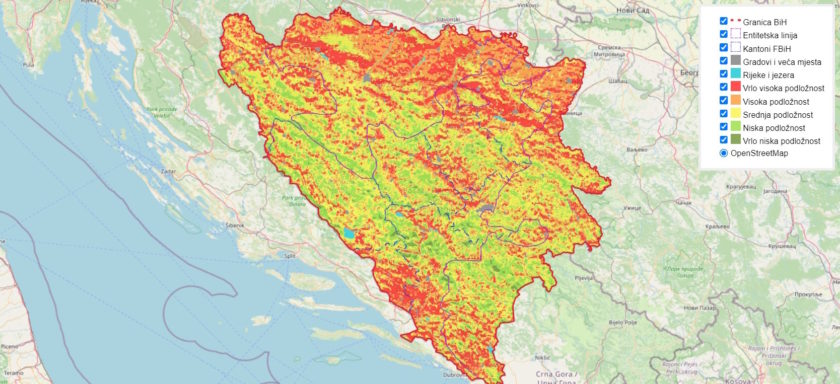 BiH drafts first interactive GIS map of locations vulnerable to forest fires