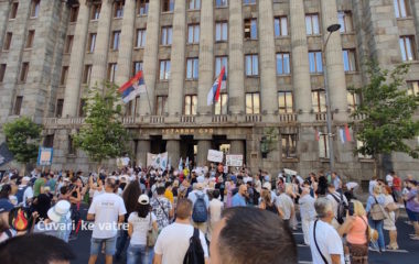 Protest outside Constitutional Court of Serbia Rio Tinto's lithium project Jadar