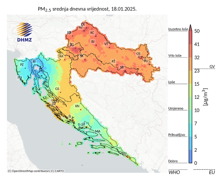 croatia air quality forecast pollution dhmz
