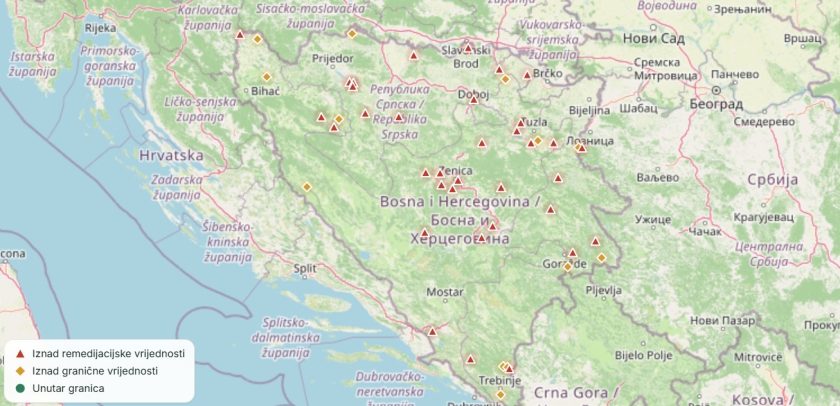 bih map environmental hotspots